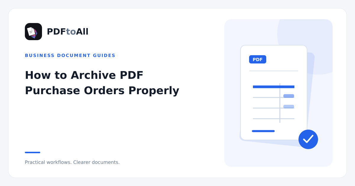 Document workflow illustration: How to Archive PDF Purchase Orders Properly