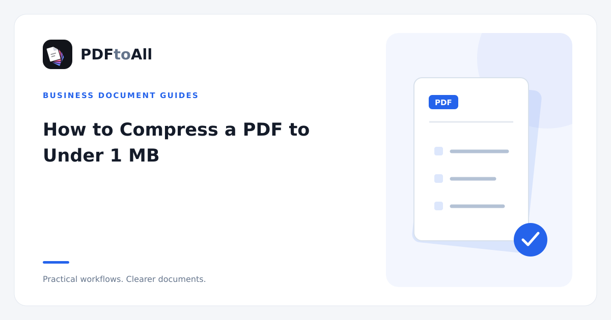 Document workflow illustration: How to Compress a PDF to Under 1 MB