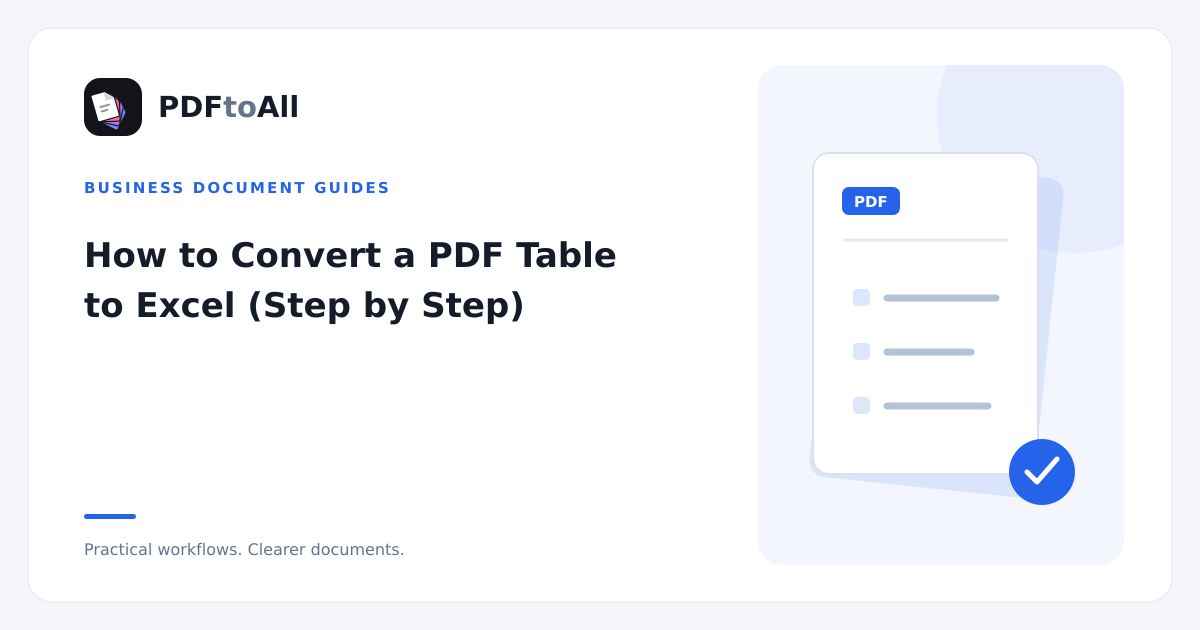 Document workflow illustration: How to Convert a PDF Table to Excel (Step by Step)