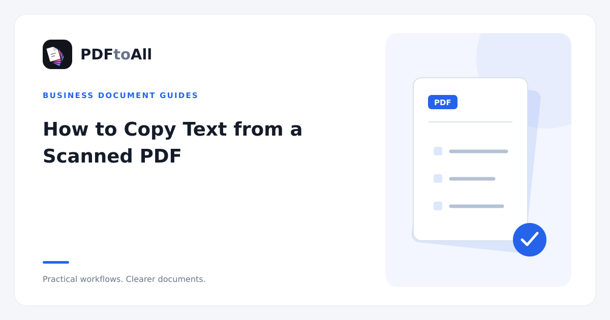 Document workflow illustration: How to Copy Text from a Scanned PDF