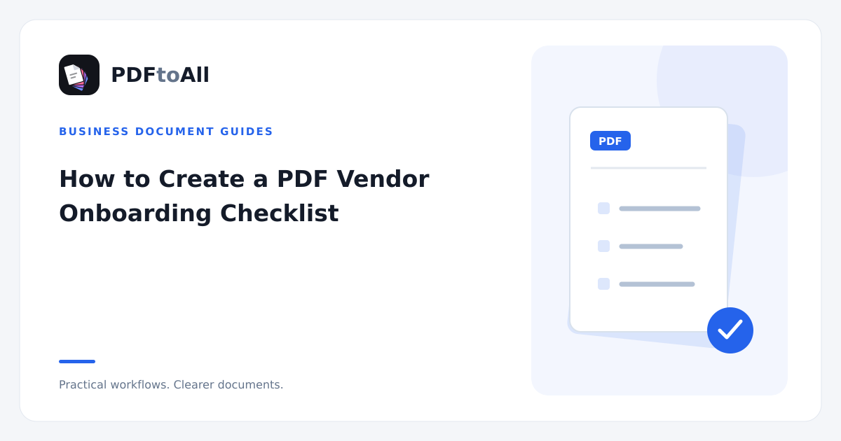 Document workflow illustration: How to Create a PDF Vendor Onboarding Checklist