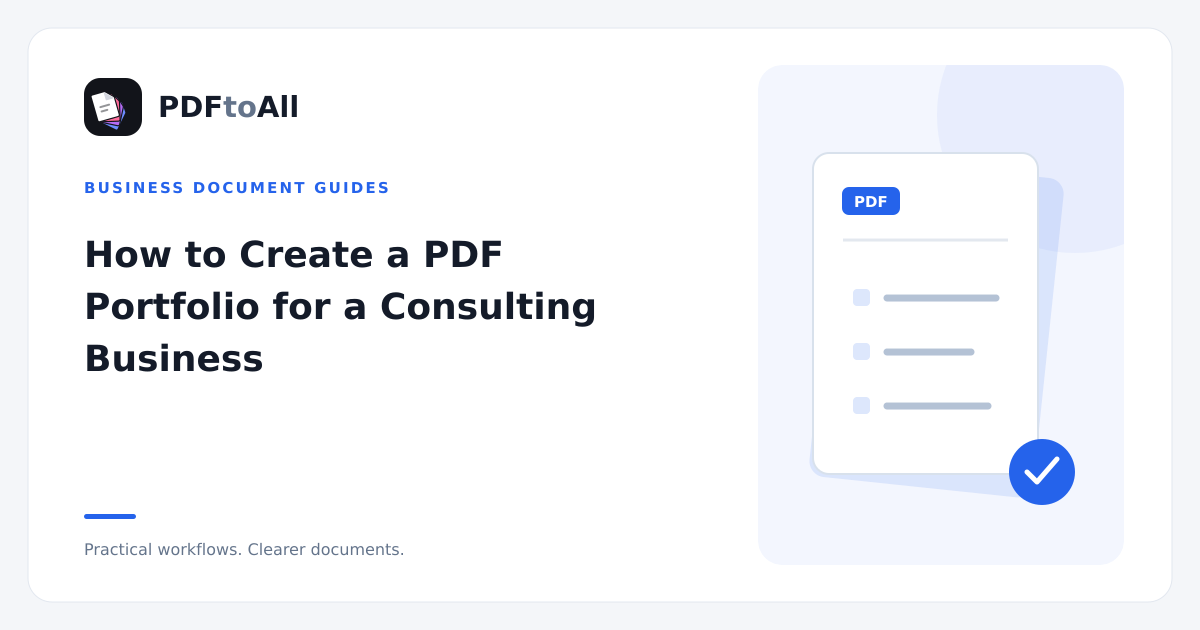 Document workflow illustration: How to Create a PDF Portfolio for a Consulting Business