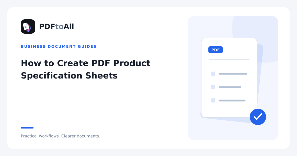 Document workflow illustration: How to Create PDF Product Specification Sheets
