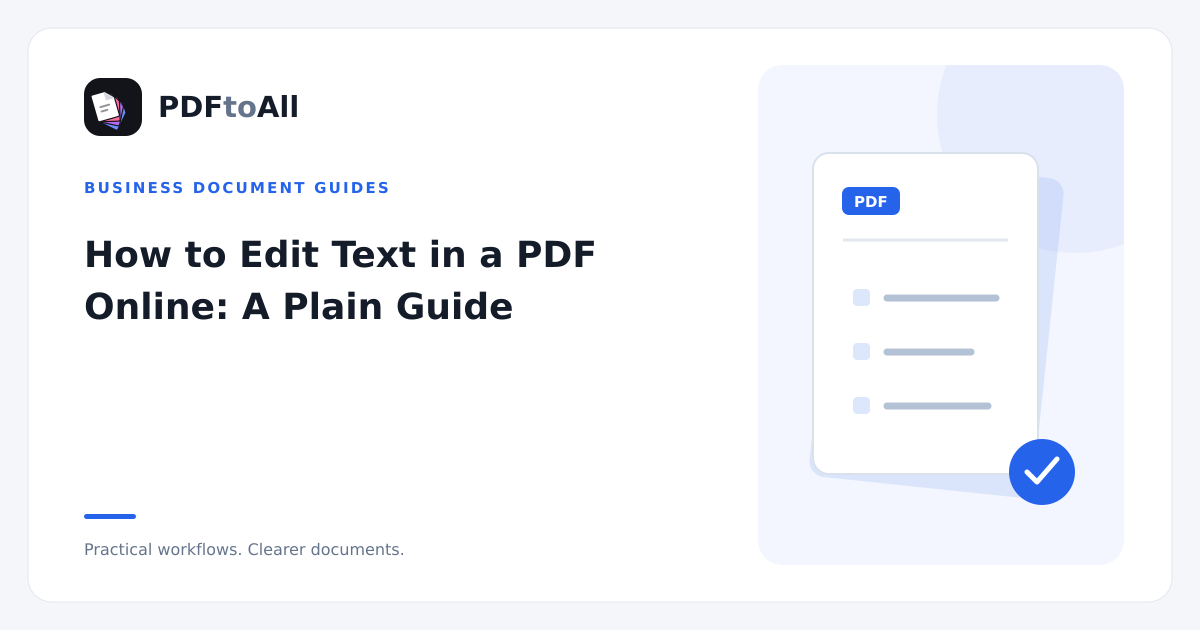 Document workflow illustration: How to Edit Text in a PDF Online: A Plain Guide