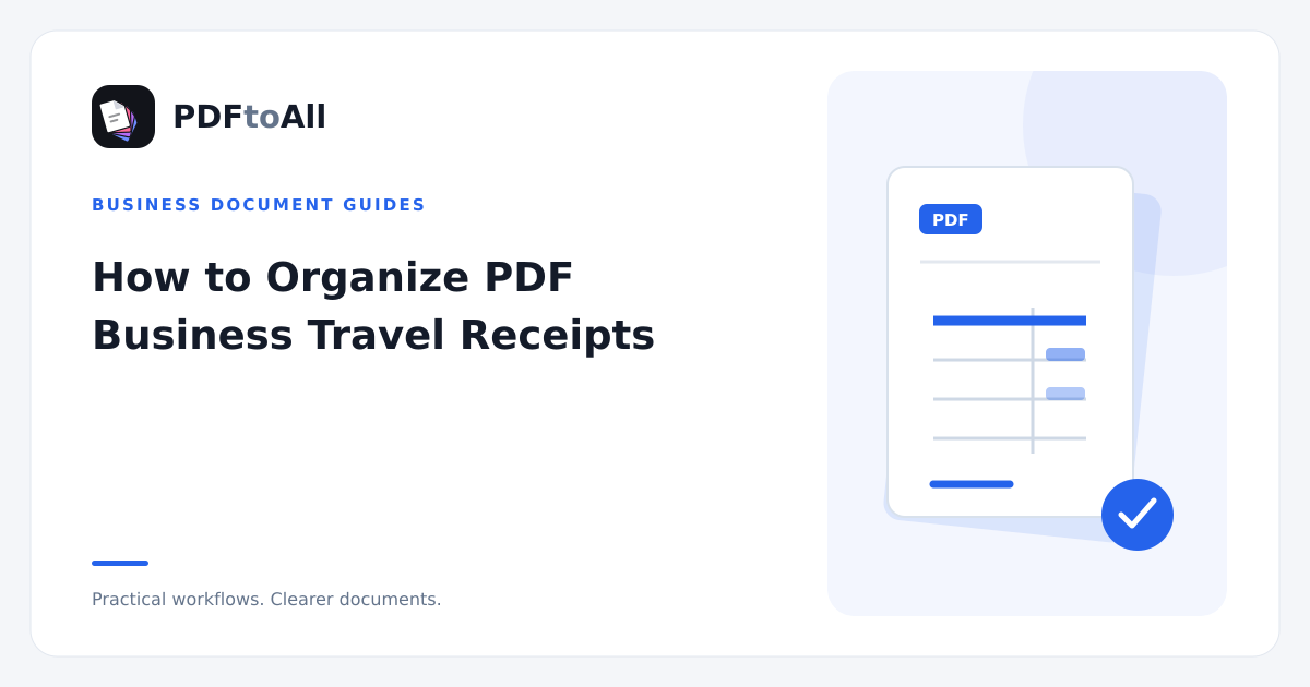 Document workflow illustration: How to Organize PDF Business Travel Receipts