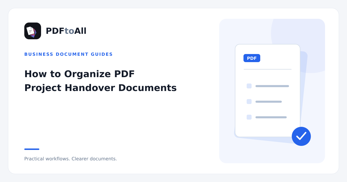 Document workflow illustration: How to Organize PDF Project Handover Documents
