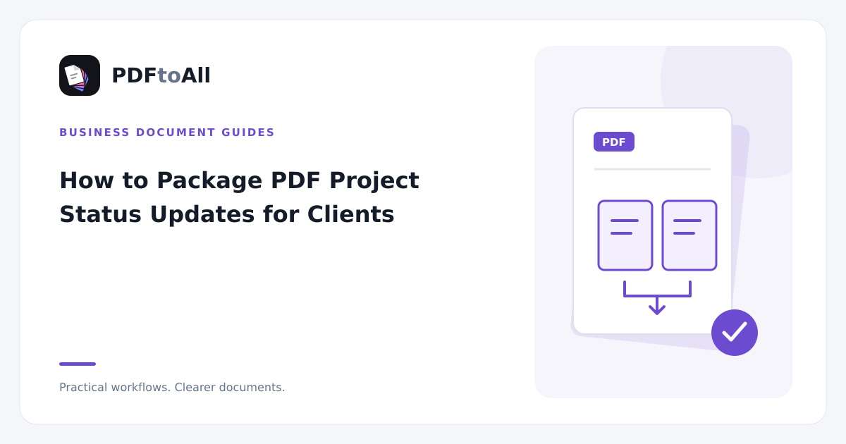 Document workflow illustration: How to Package PDF Project Status Updates for Clients