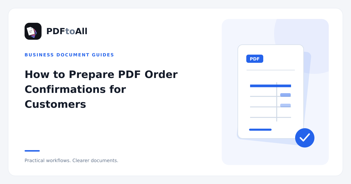 Document workflow illustration: How to Prepare PDF Order Confirmations for Customers