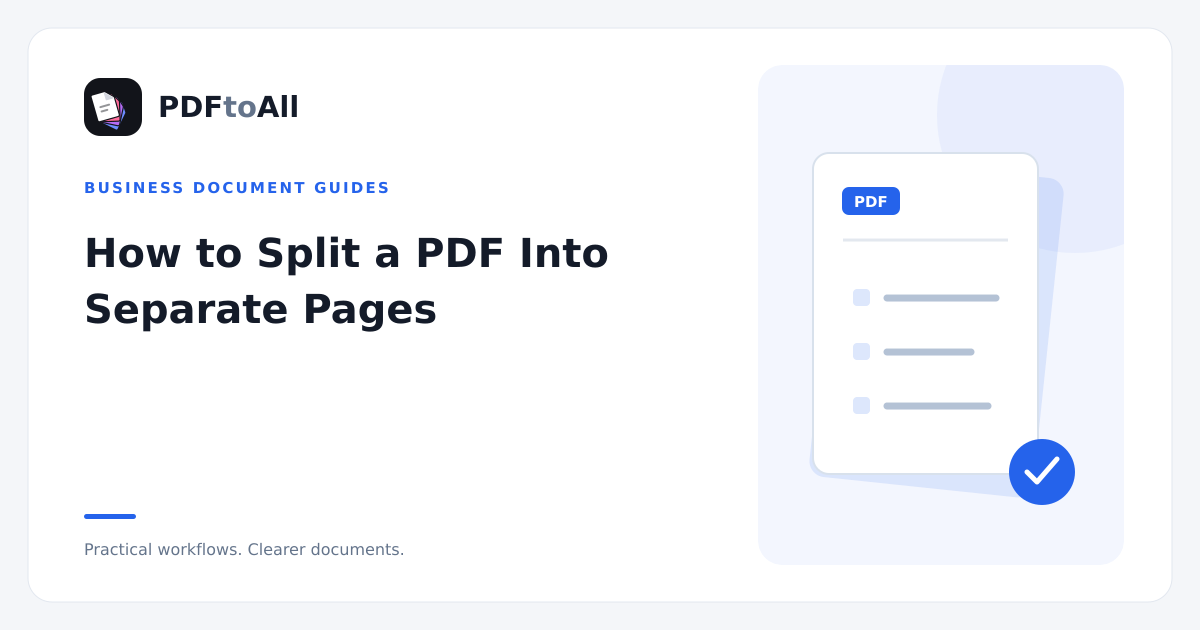 Document workflow illustration: How to Split a PDF Into Separate Pages