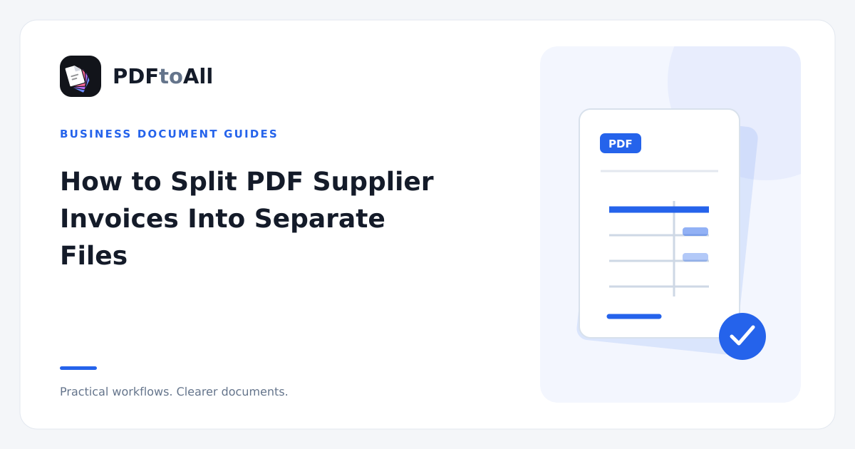 Document workflow illustration: How to Split PDF Supplier Invoices Into Separate Files